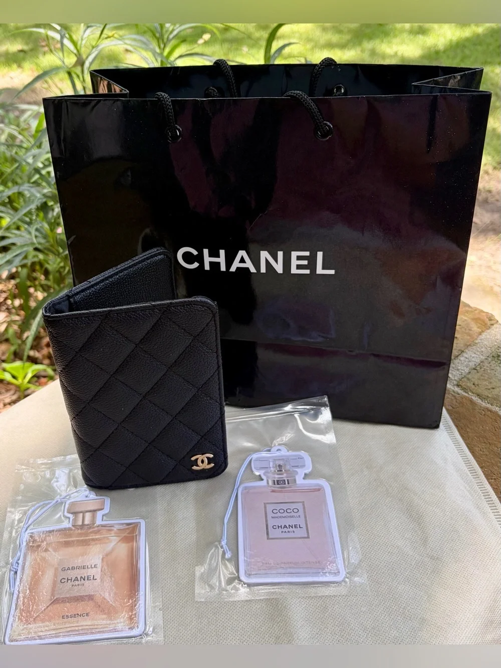 Auth. CHANEL Shopping Bag. No tears/rips. Includes free CHANEL Passport (GWP) +